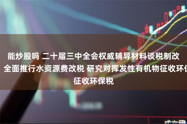 能炒股吗 二十届三中全会权威辅导材料谈税制改革：全面推行水资源费改税 研究对挥发性有机物征收环保税